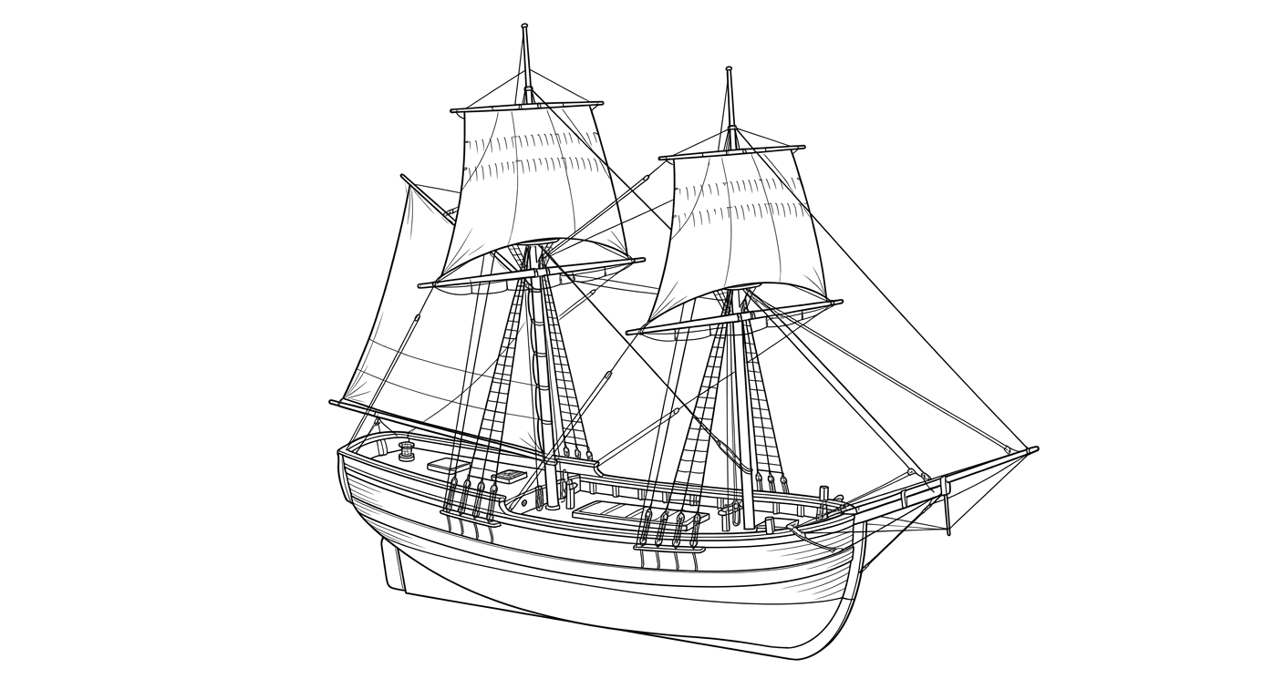 Engraved line drawing of the Roosevelt Inlet Shipwreck