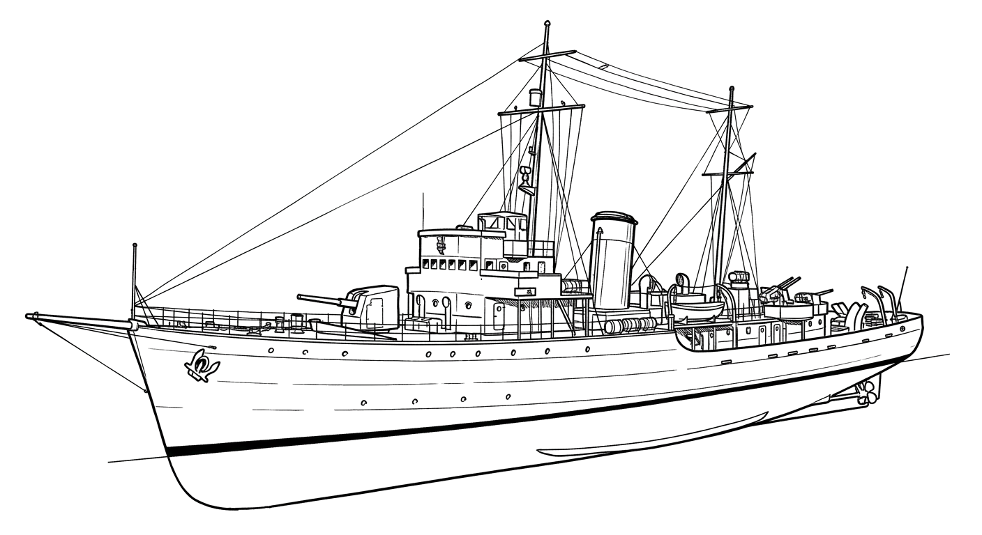 Engraved line drawing of the C-54 Agustín Melgar