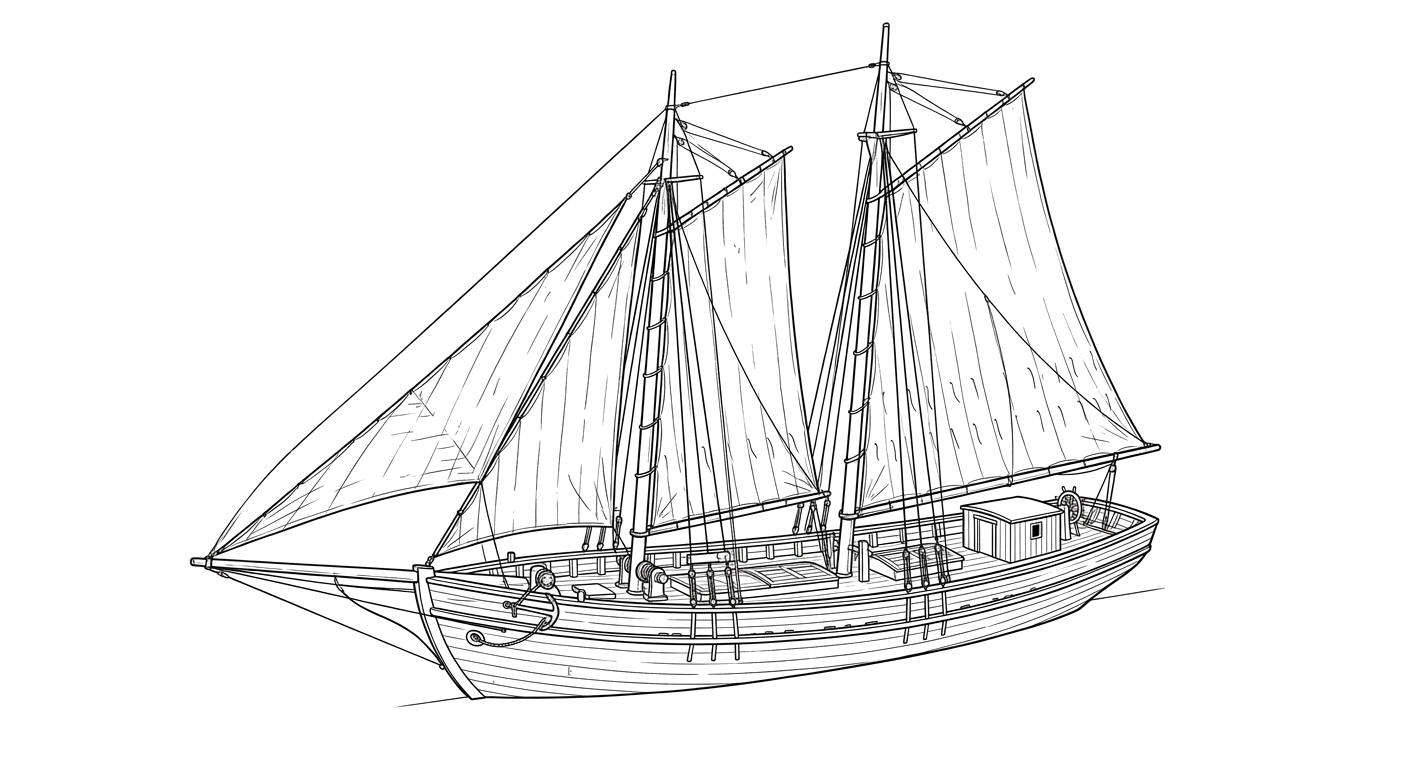 Engraved line drawing of the Adventure