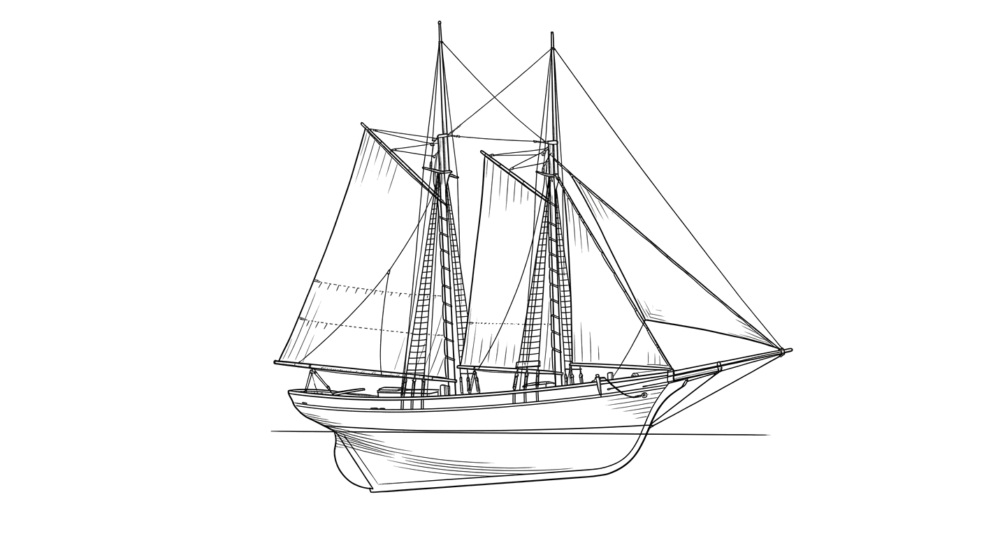 Engraved line drawing of the Annie L. Spindler