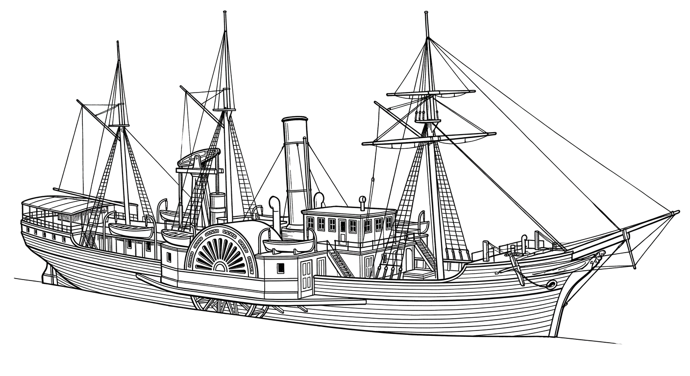 Engraved line drawing of the Great Republic