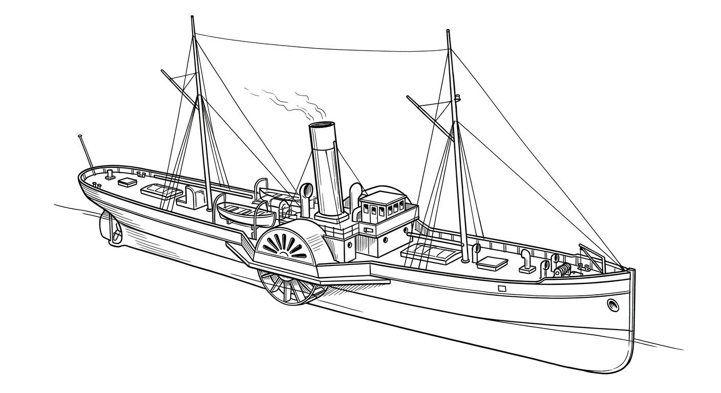 Engraved line drawing of the Constance