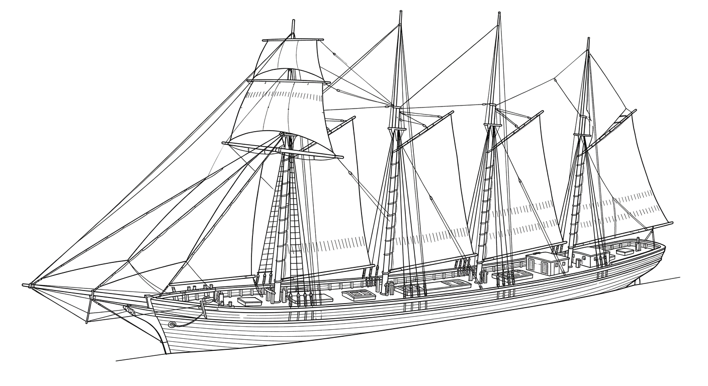 Engraved line drawing of the George E. Billings
