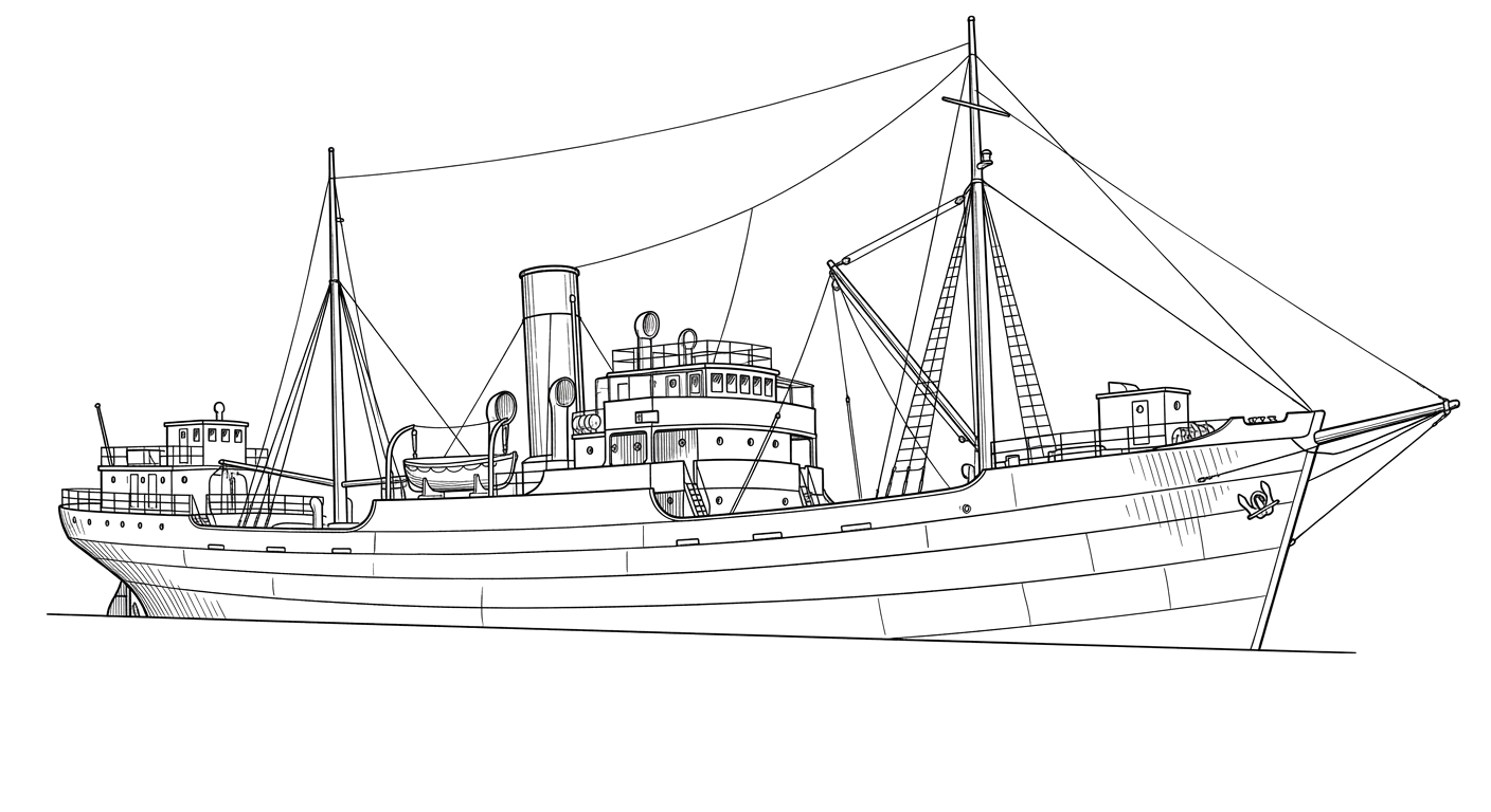 Engraved line drawing of the D. M. Munro