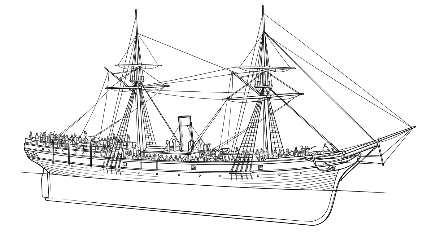 Engraved line drawing of the Dayton