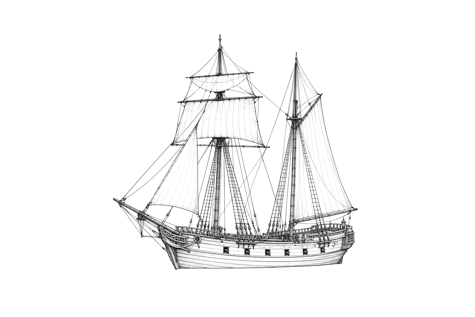 Engraved line drawing of the Royal Savage