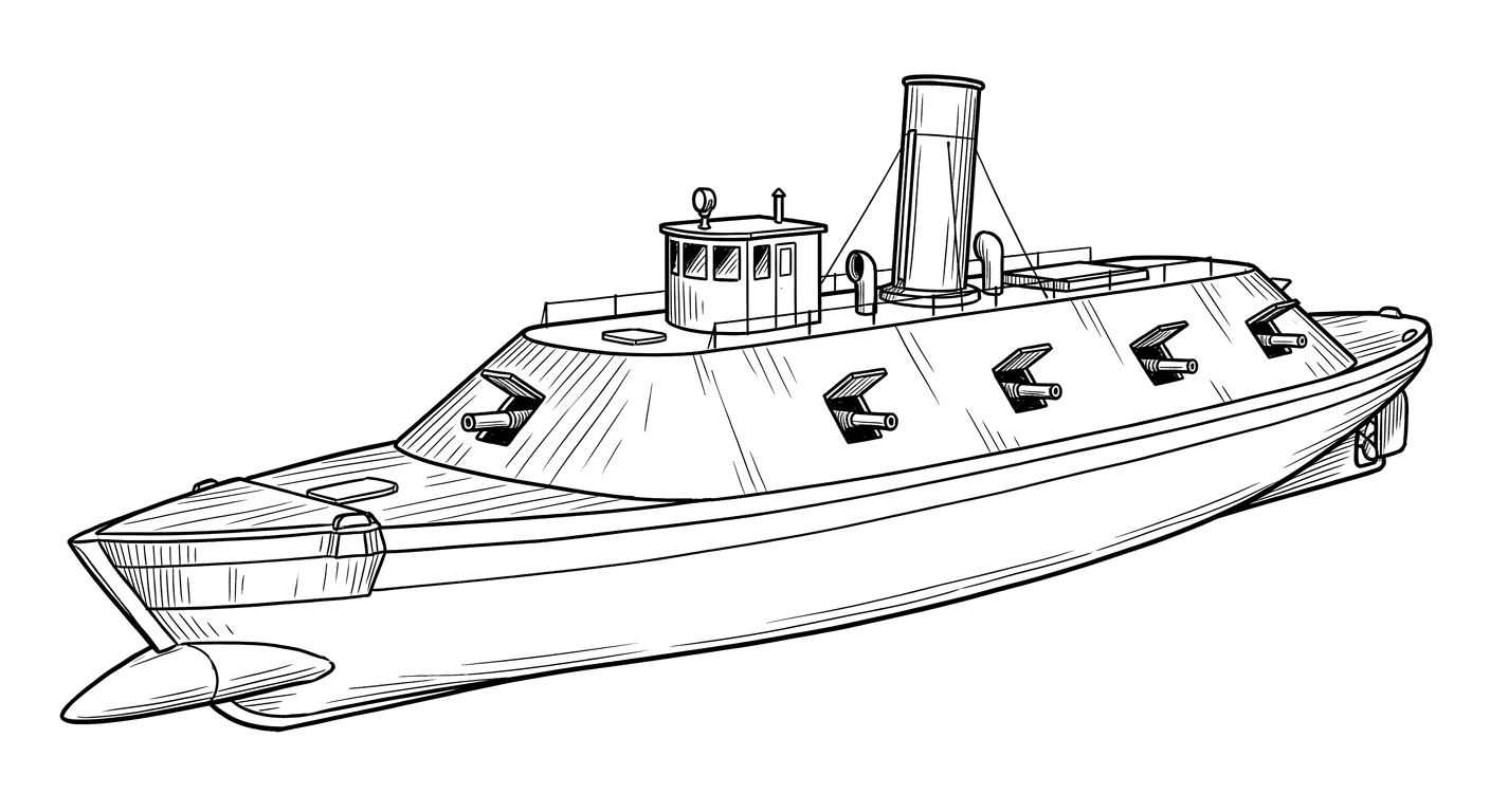 Engraved line drawing of the CSS Chicora