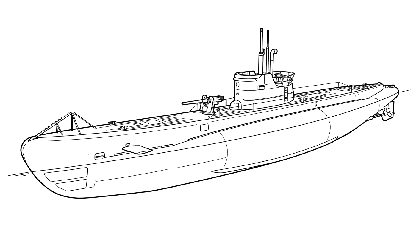 Engraved line drawing of the USS S-27