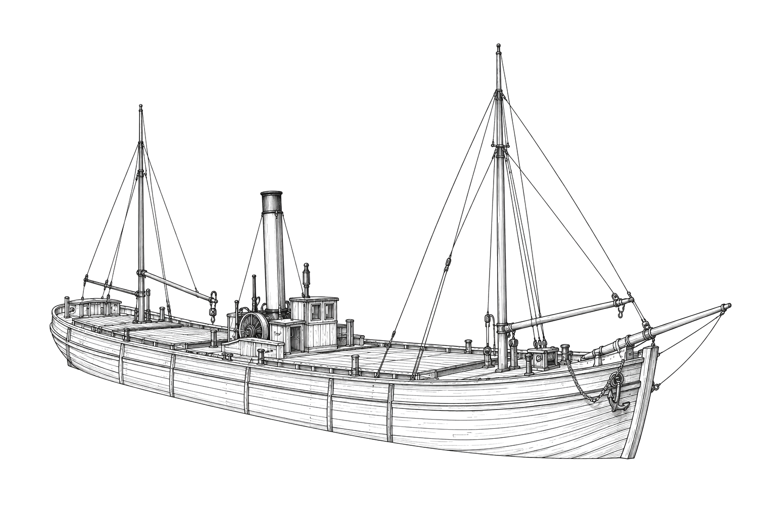 Engraved line drawing of the W.P. Thew