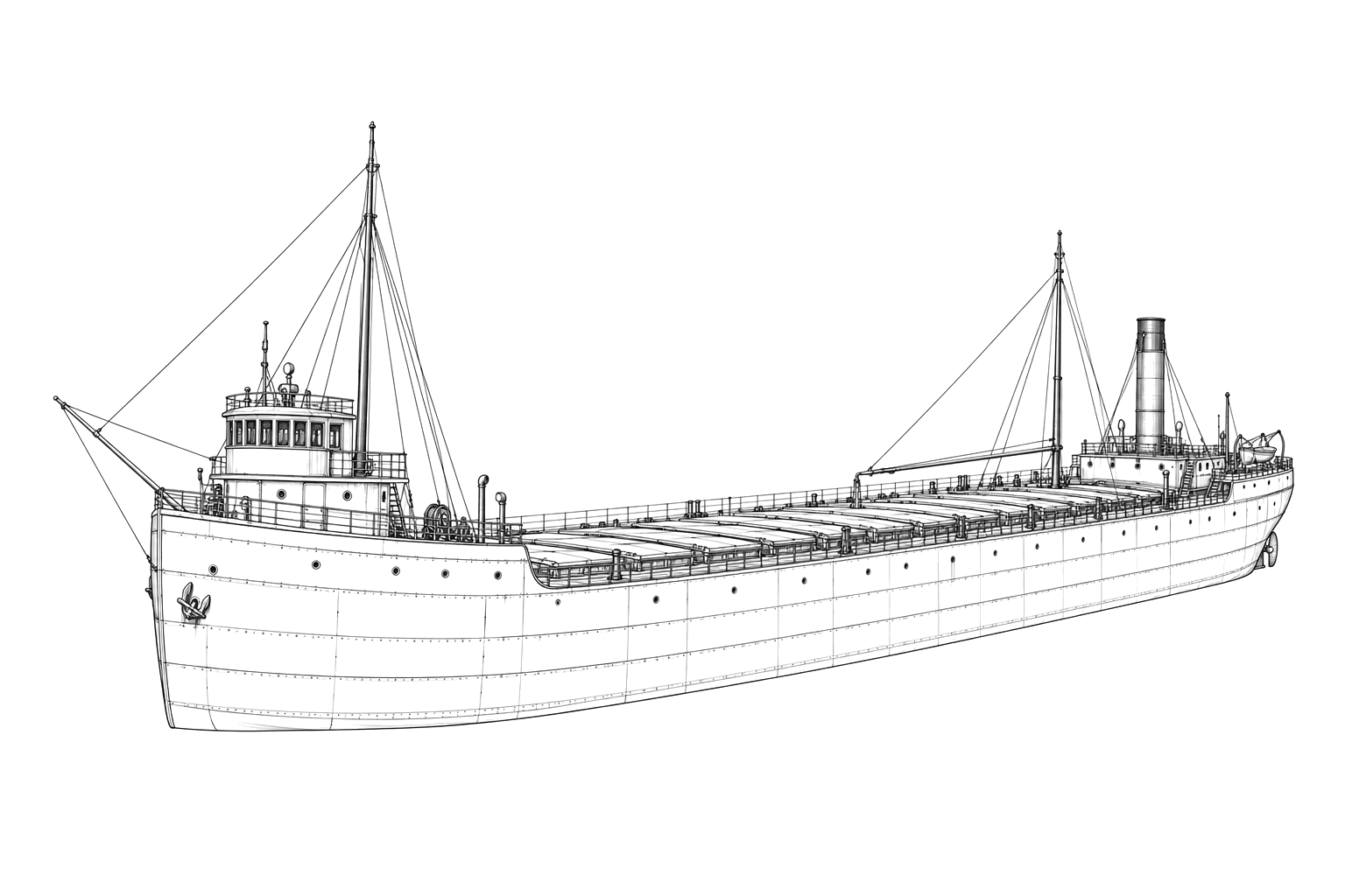 Engraved line drawing of the M.J. Bartelme