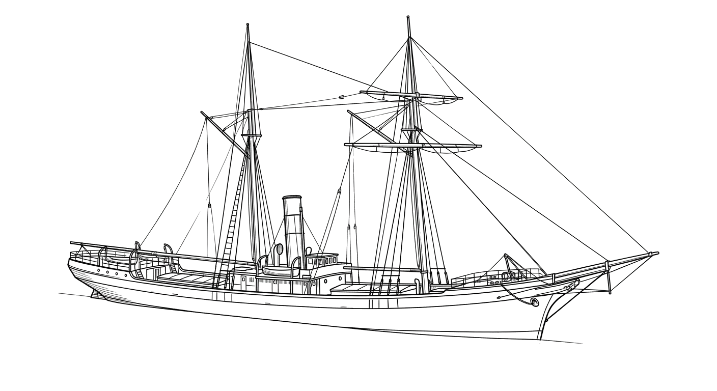 Engraved line drawing of the SS Farallon