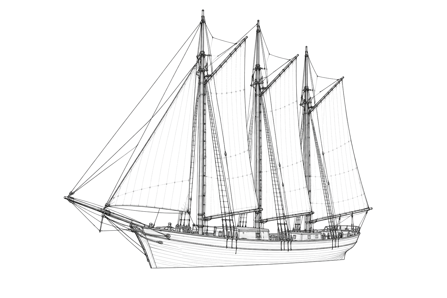 Engraved line drawing of the Hannah E. Shubert