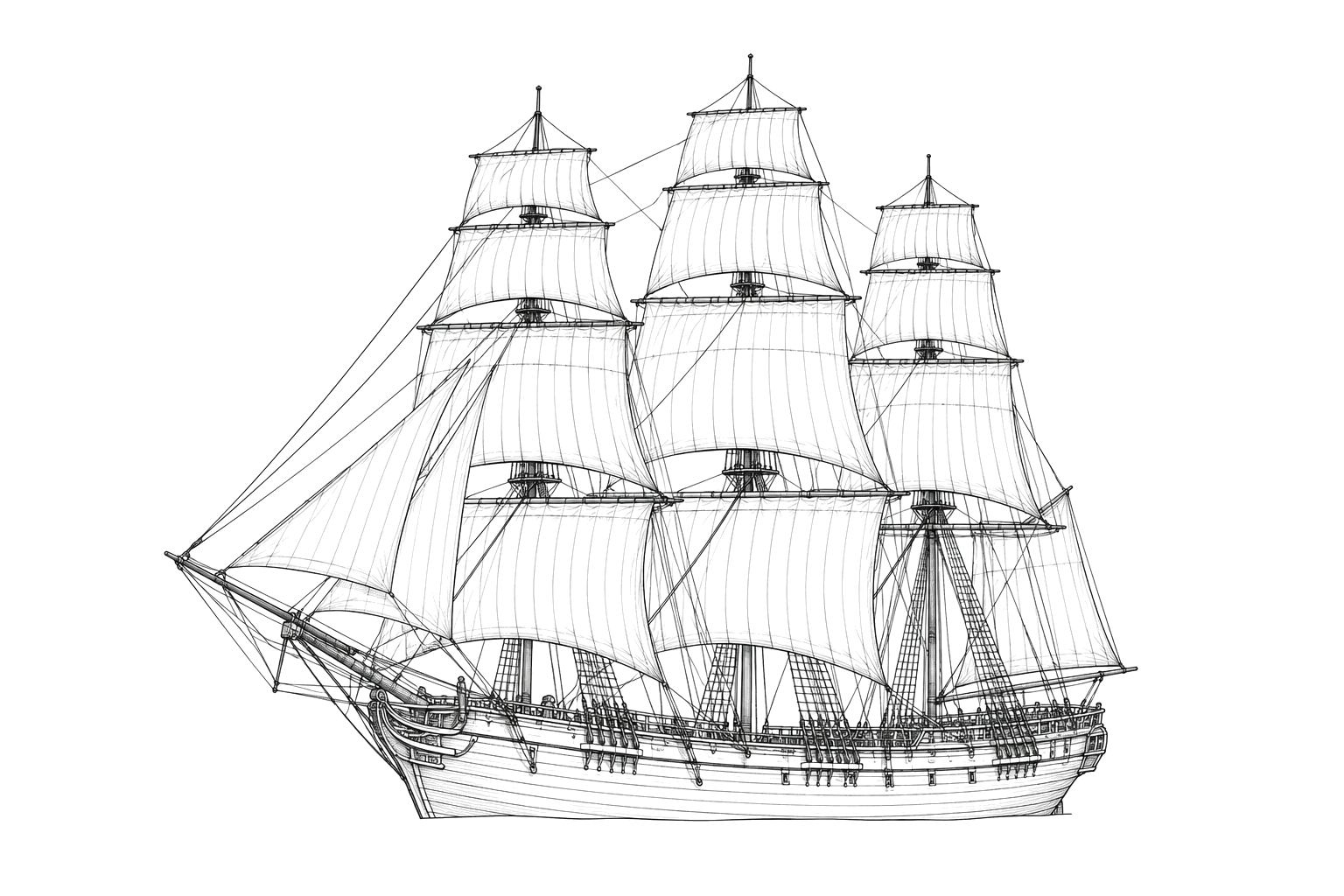 Engraved line drawing of the Rebecca Sims