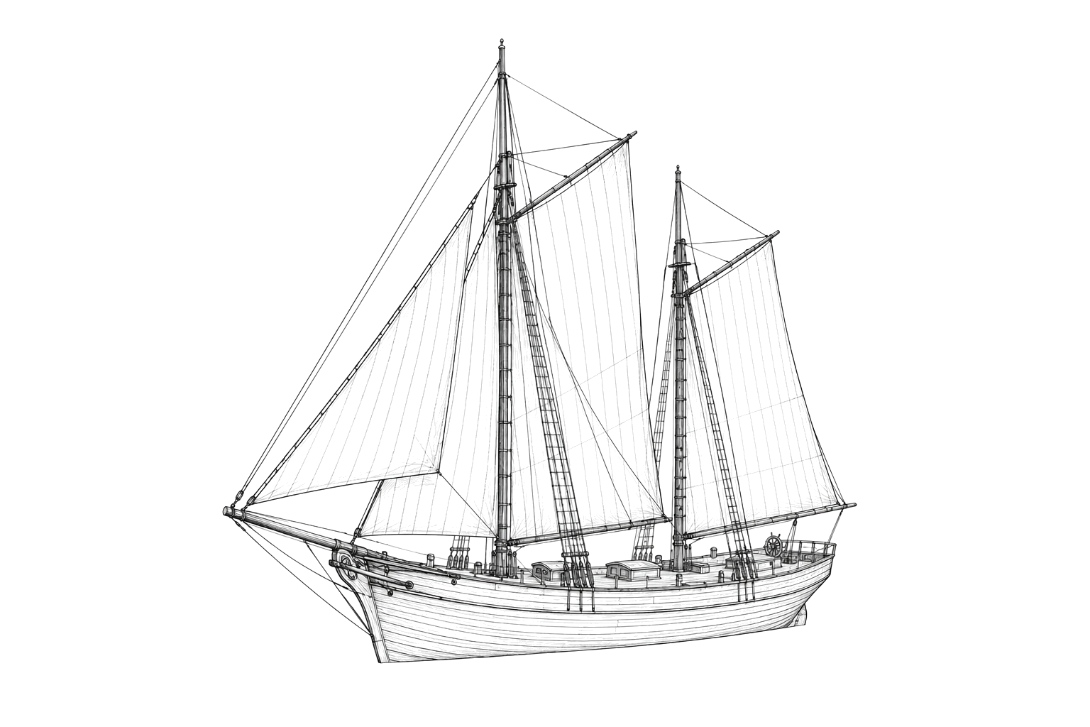 Engraved line drawing of the Bessie Boalt