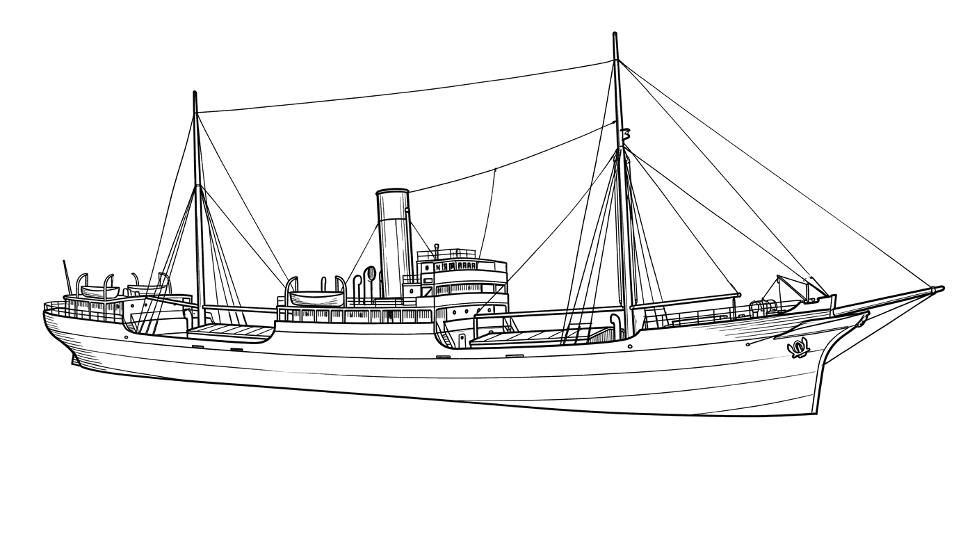 Engraved line drawing of the SS Lemuel Burrows