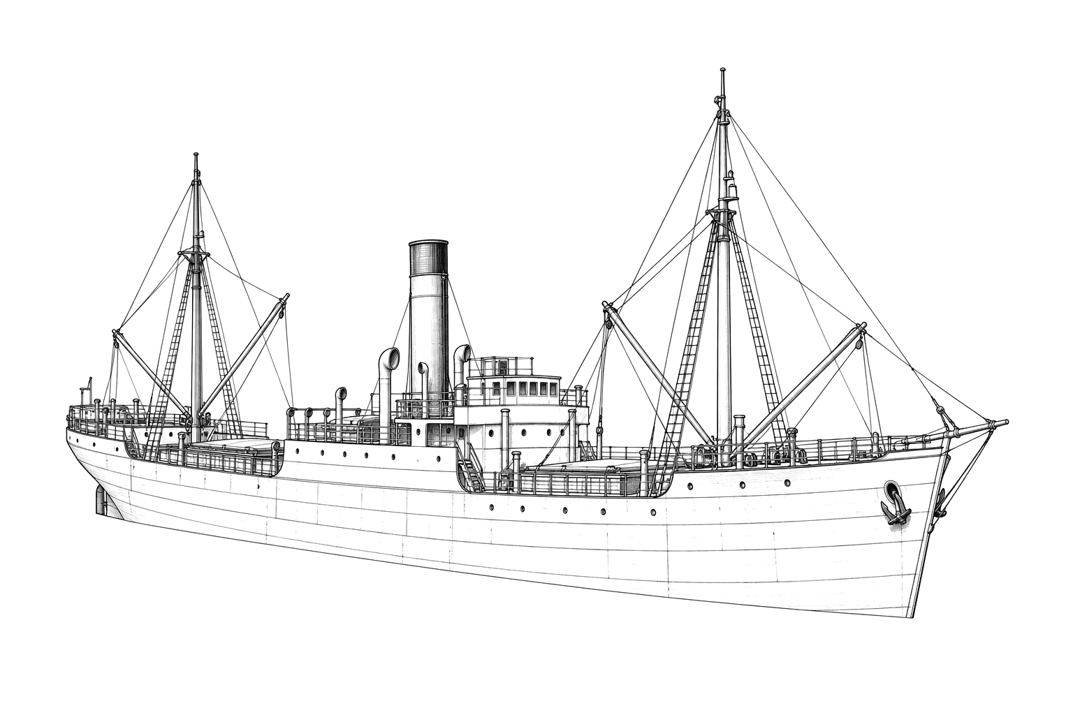 Engraved line drawing of the Arado