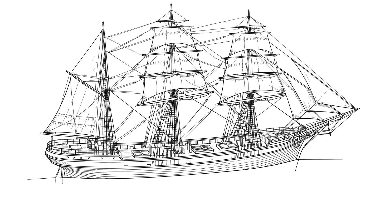 Engraved line drawing of the Ruby