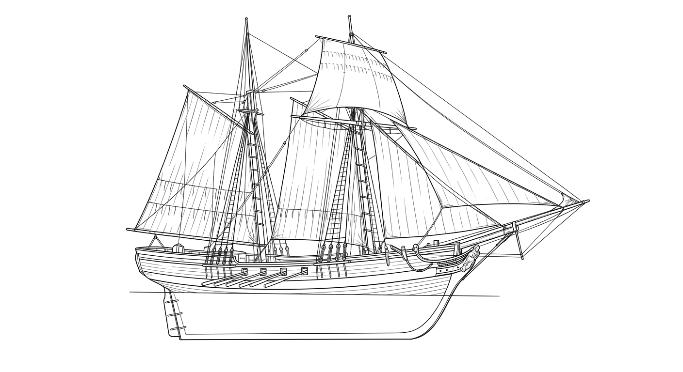 Engraved line drawing of the Young Teazer