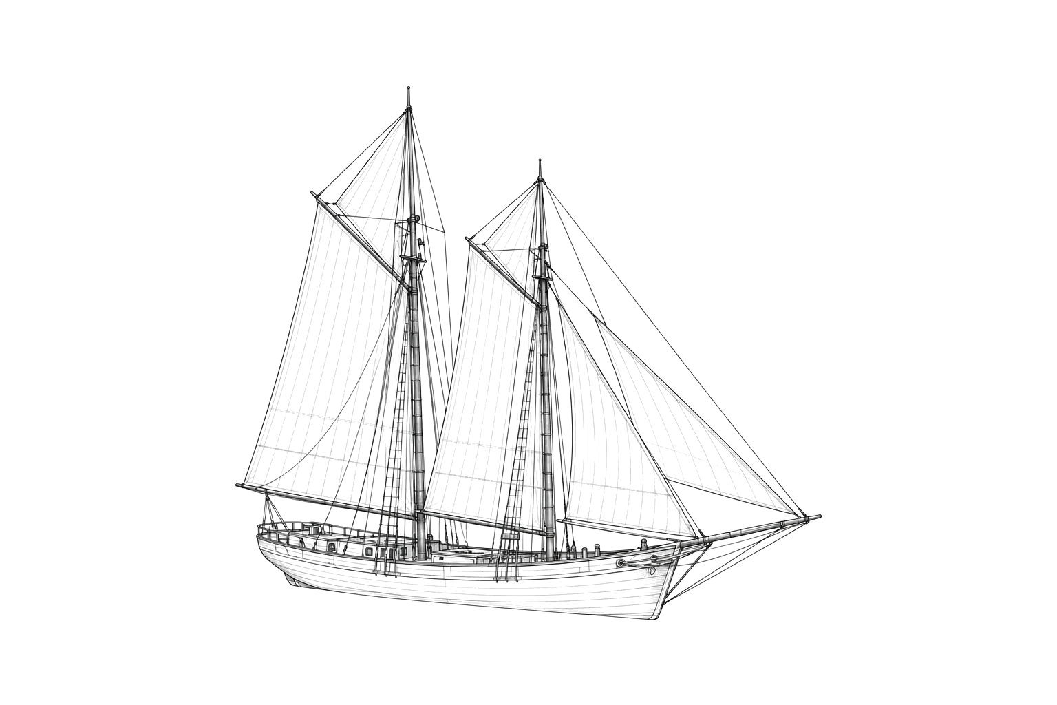 Engraved line drawing of the Lucinda Van Valkenburg