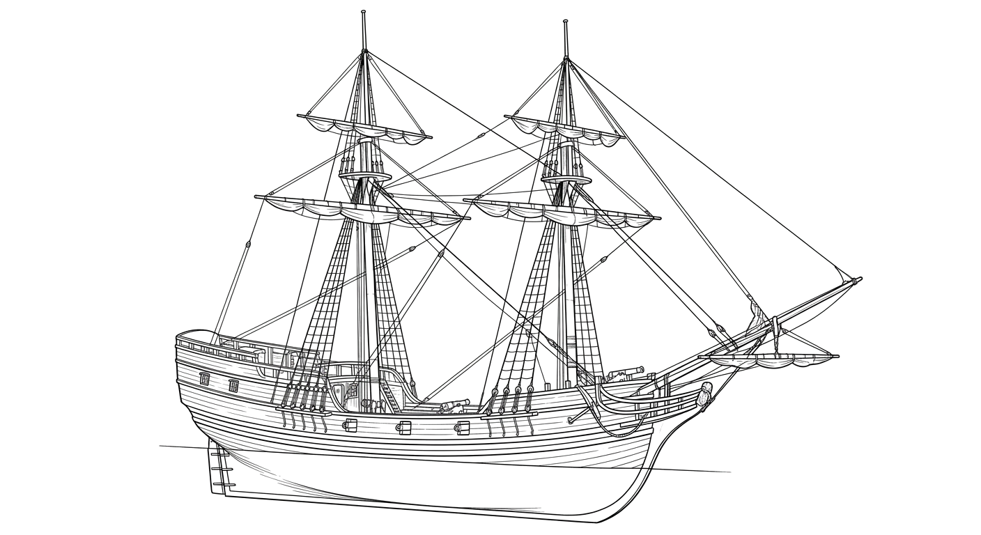 Engraved line drawing of the Nottingham Galley