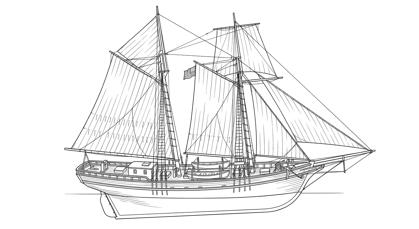 Engraved line drawing of the Plymouth Rock