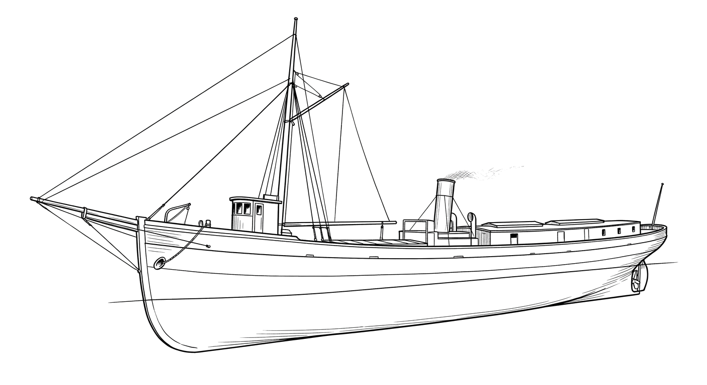 Engraved line drawing of the Dean Richmond