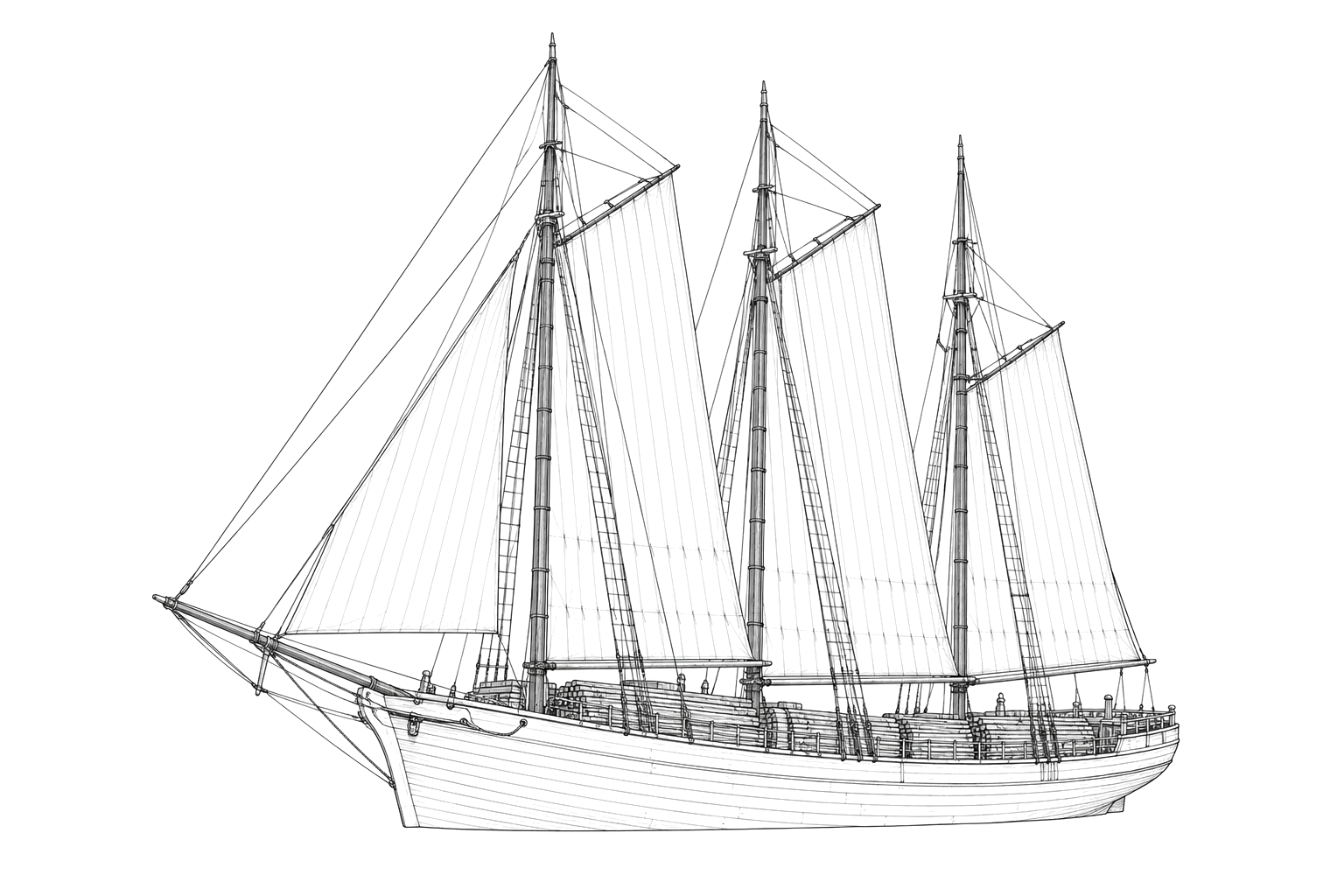 Engraved line drawing of the Charles K. Buckley