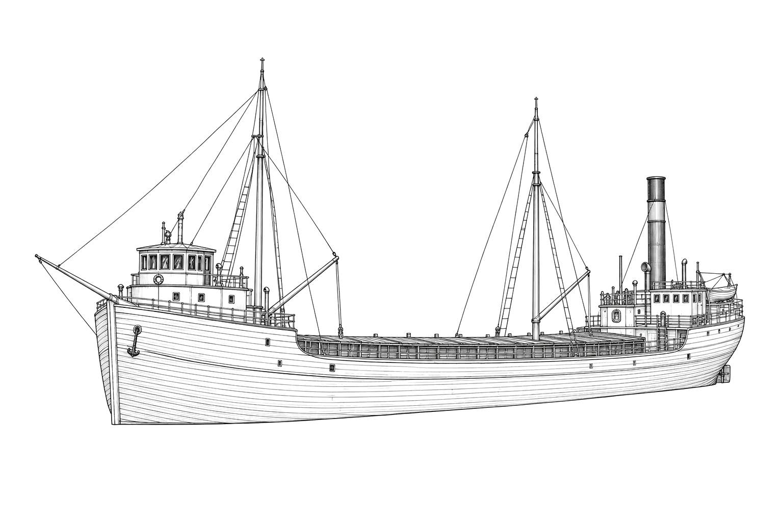 Engraved line drawing of the Herman H. Hettler
