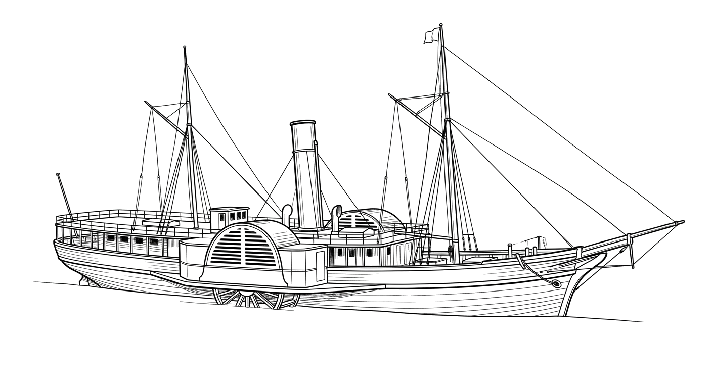 Engraved line drawing of the Eliza Anderson