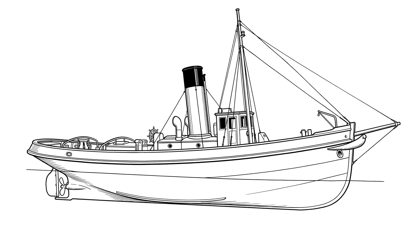 Engraved line drawing of the Gwendoline Steers