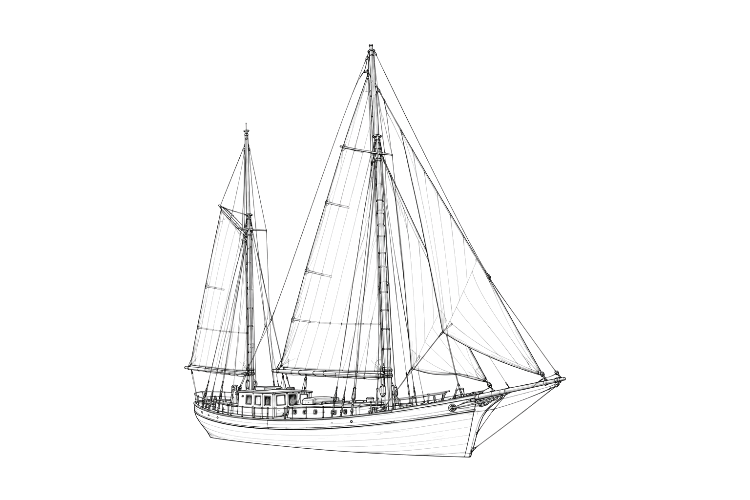 Engraved line drawing of the Chanson d'Mer