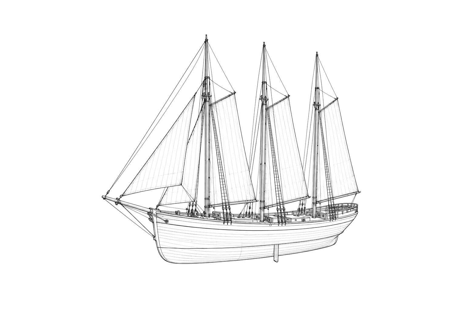 Engraved line drawing of the Daniel Lyons