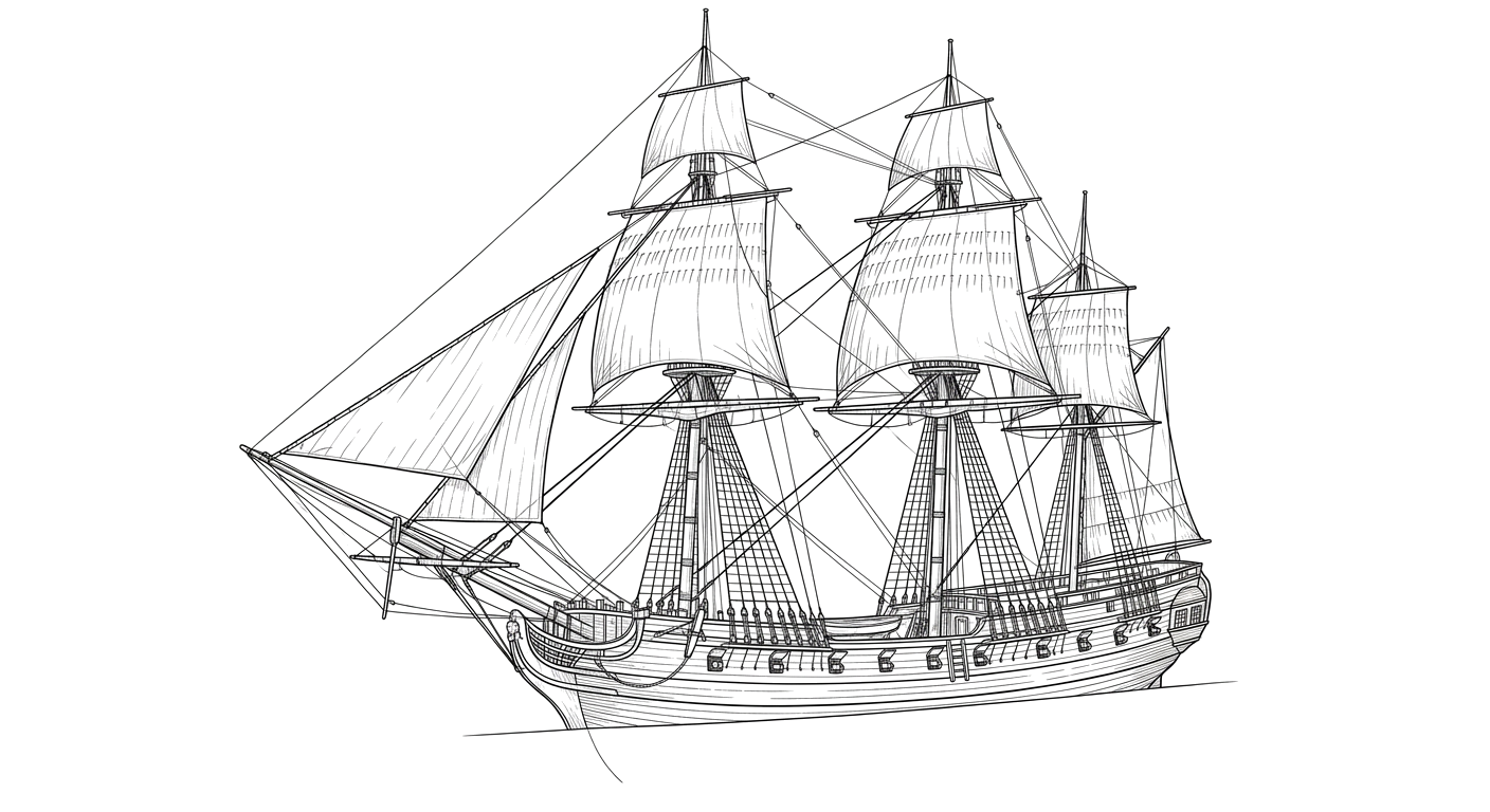 Engraved line drawing of the John