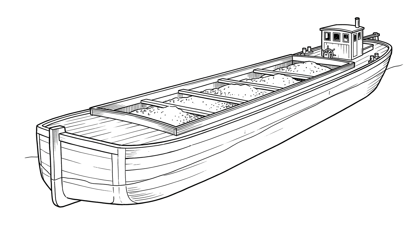 Engraved line drawing of the Unidentified Canal Boat (Seneca Lake)