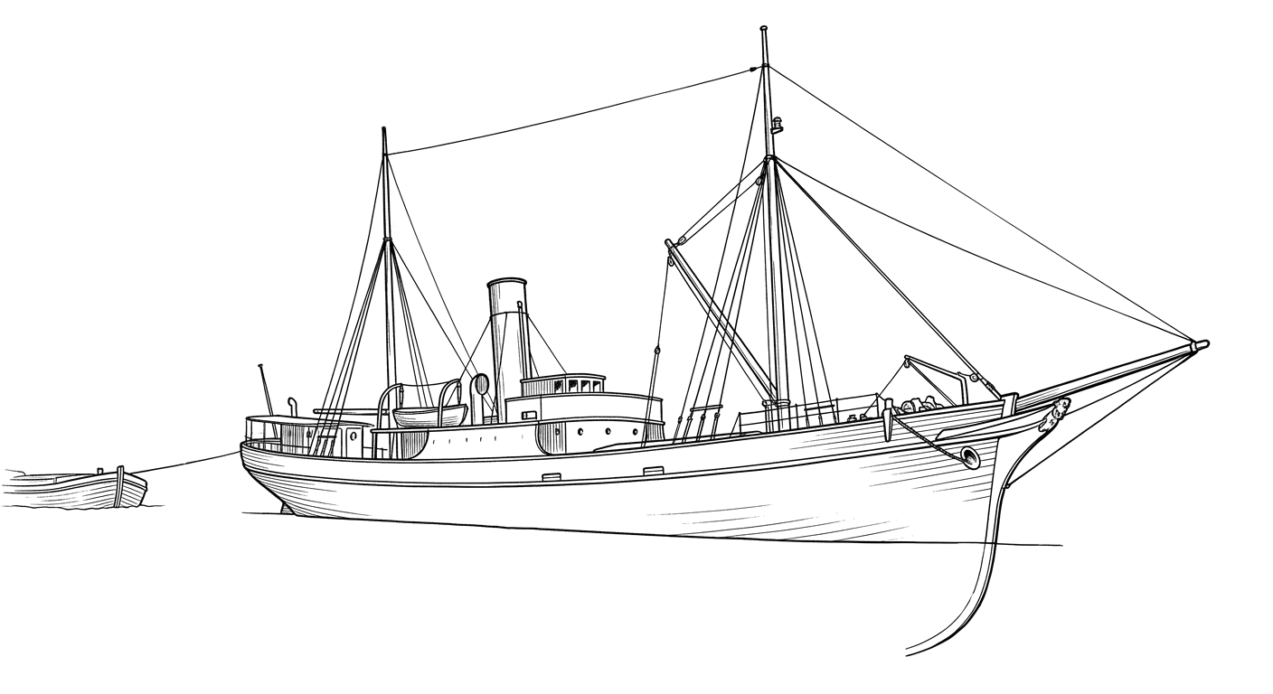Engraved line drawing of the James Davidson