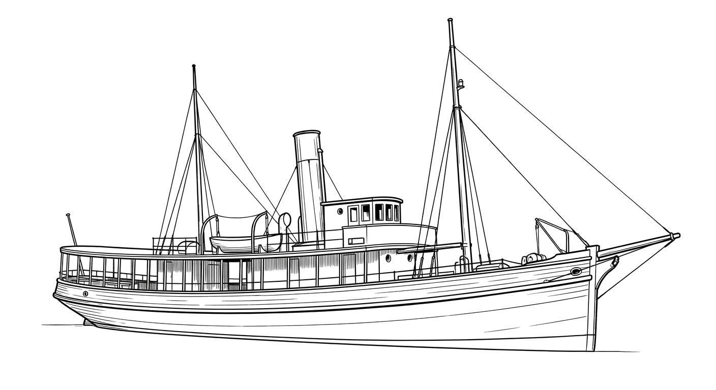 Engraved line drawing of the Burton