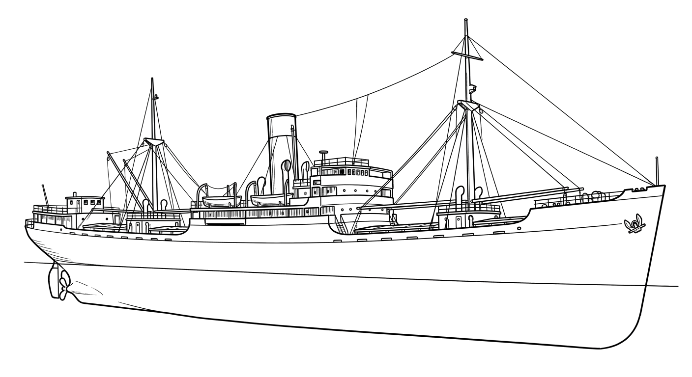 Engraved line drawing of the SS Cassimir