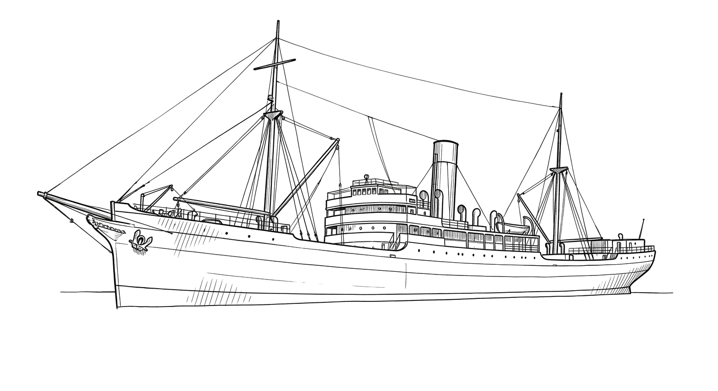 Engraved line drawing of the Hartwelson