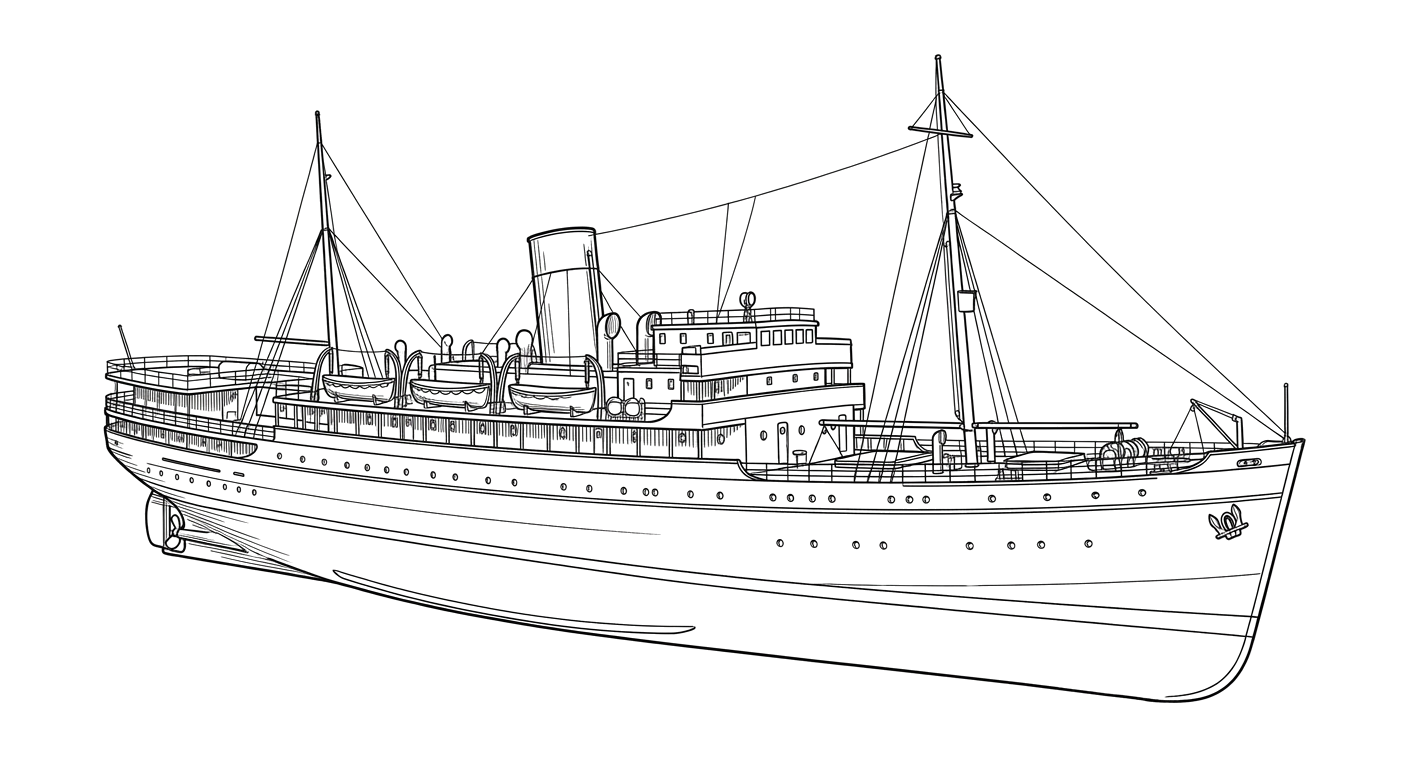 Engraved line drawing of the SS Mohawk