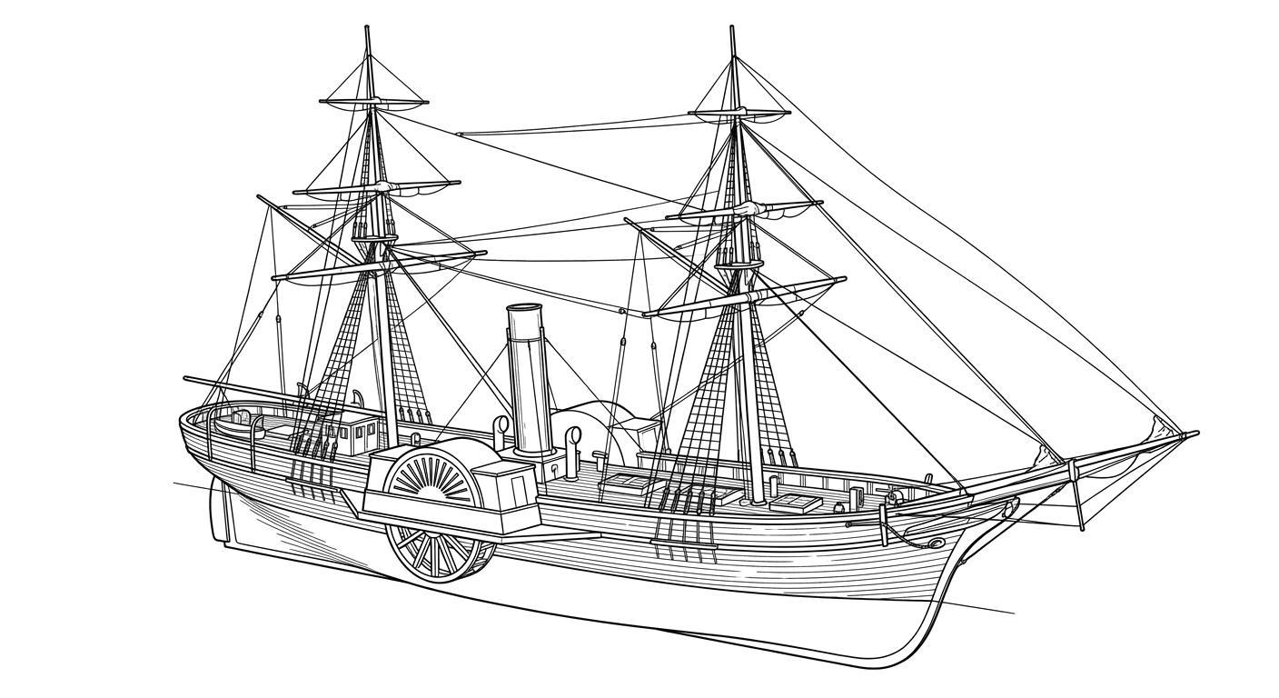 Engraved line drawing of the CSS Nashville
