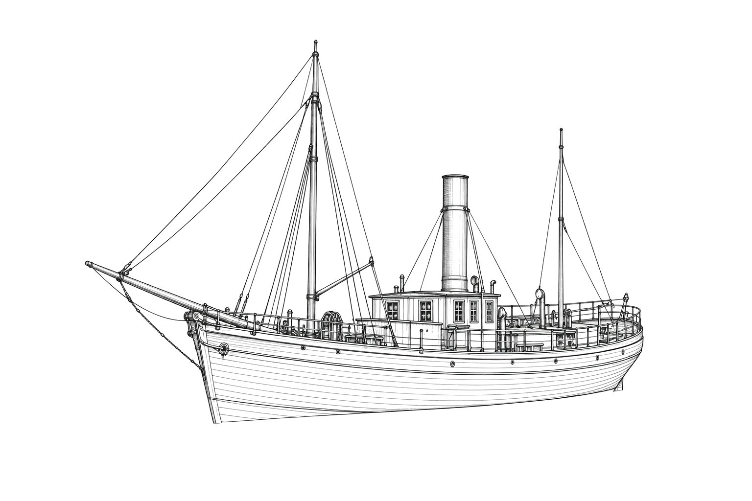 Engraved line drawing of the Belle