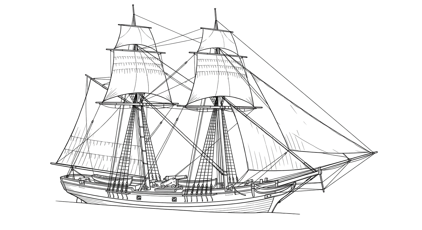 Engraved line drawing of the USS Grampus