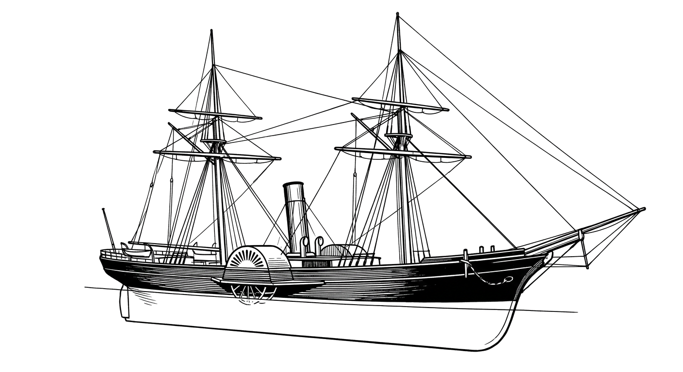 Engraved line drawing of the Acadia