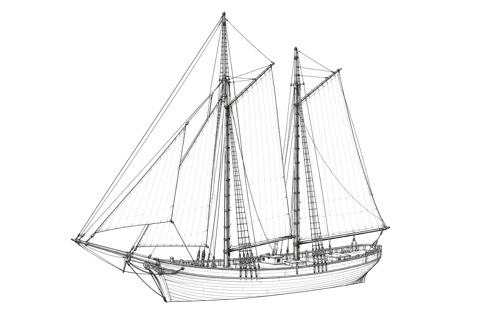 Engraved line drawing of the Defiance