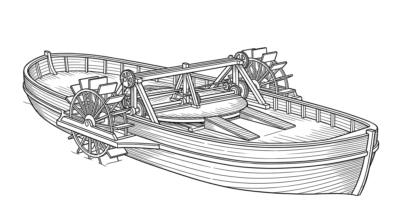 Engraved line drawing of the Burlington Bay Horse Ferry