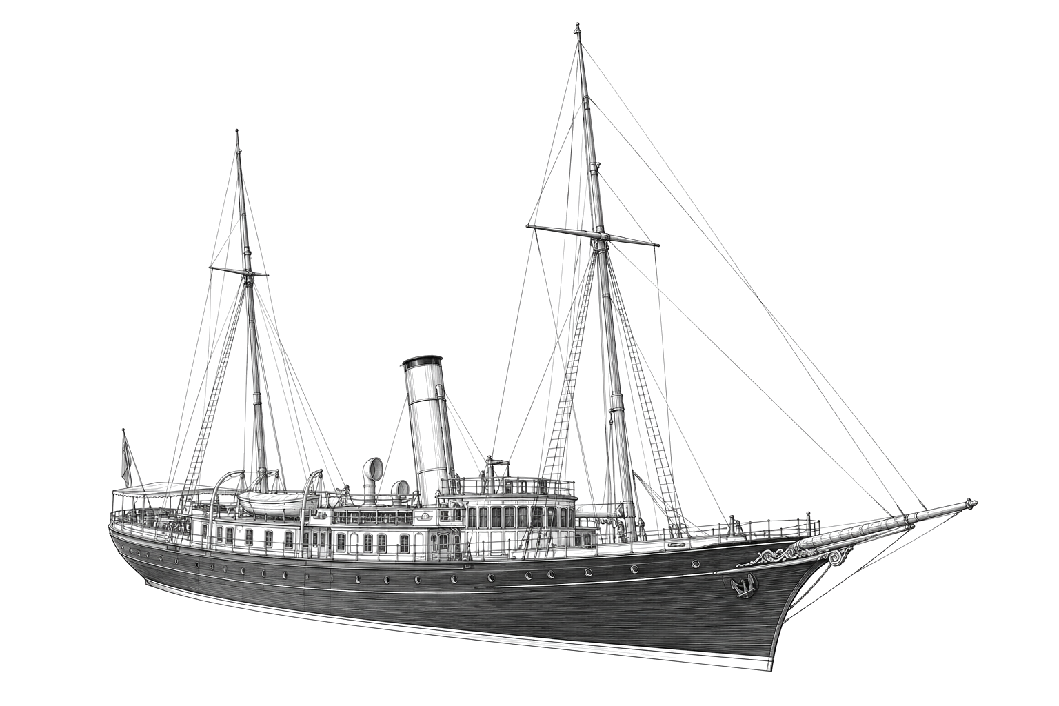 Engraved line drawing of the Gunilda
