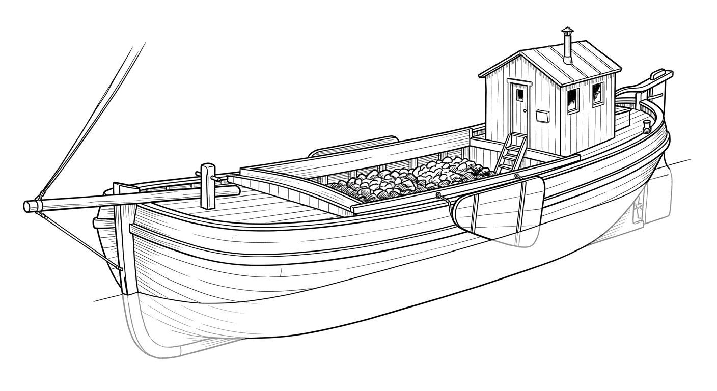 Engraved line drawing of the John T. Hawkes