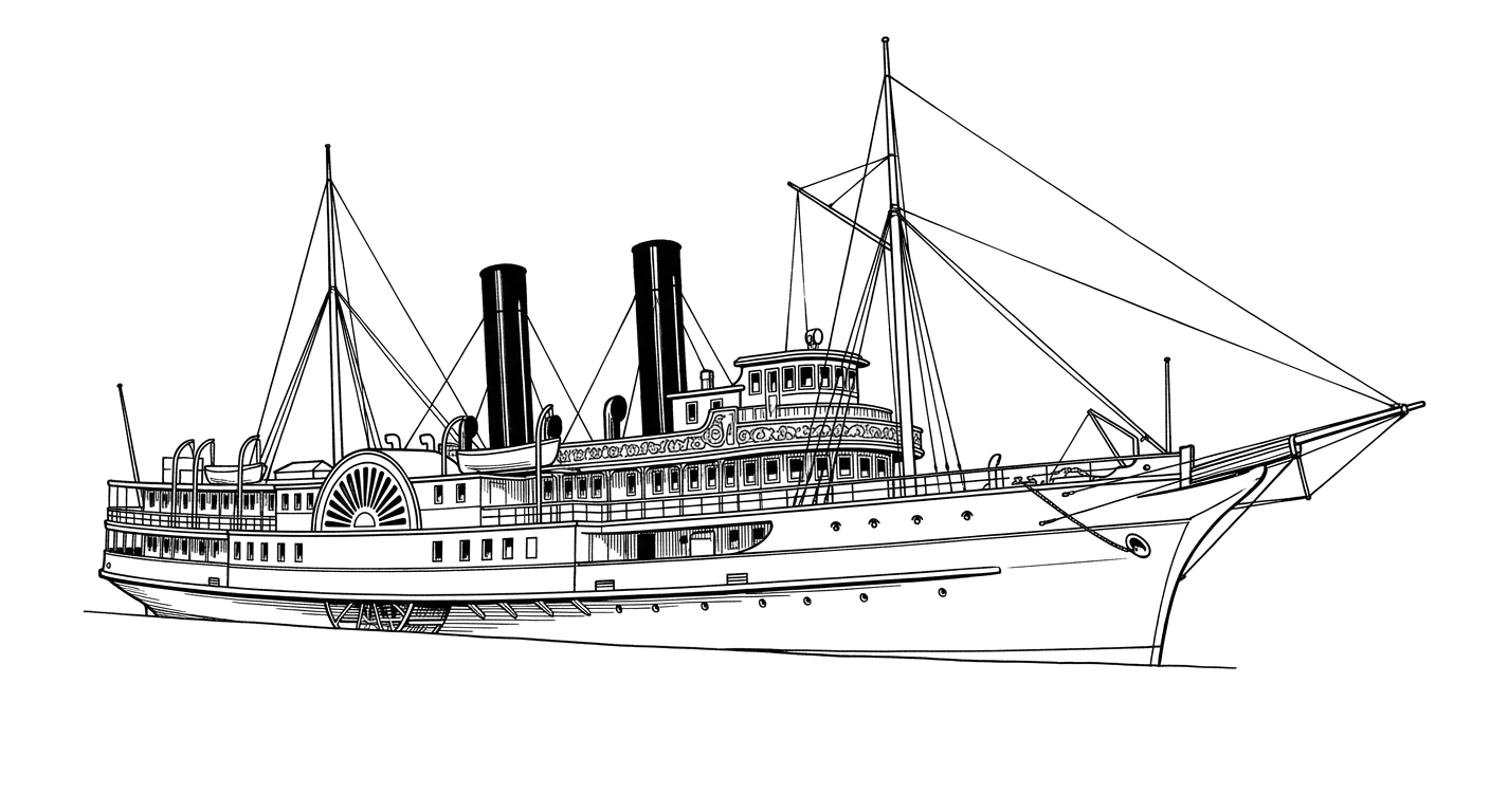 Engraved line drawing of the Larchmont