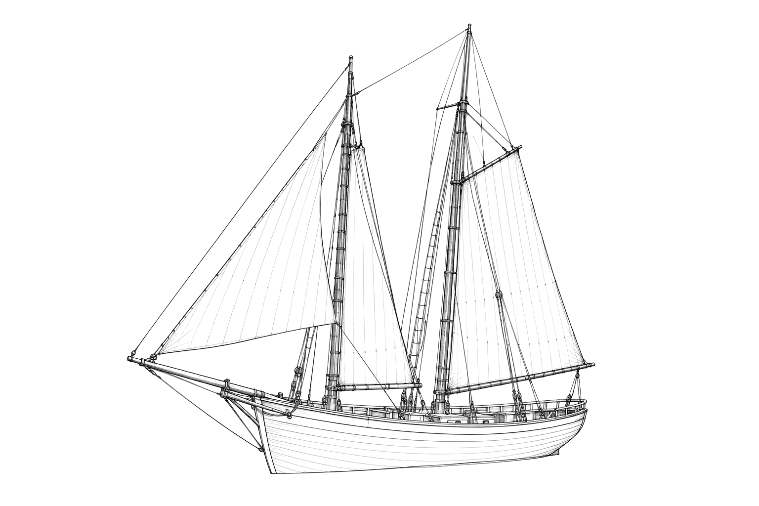 Engraved line drawing of the Petrel