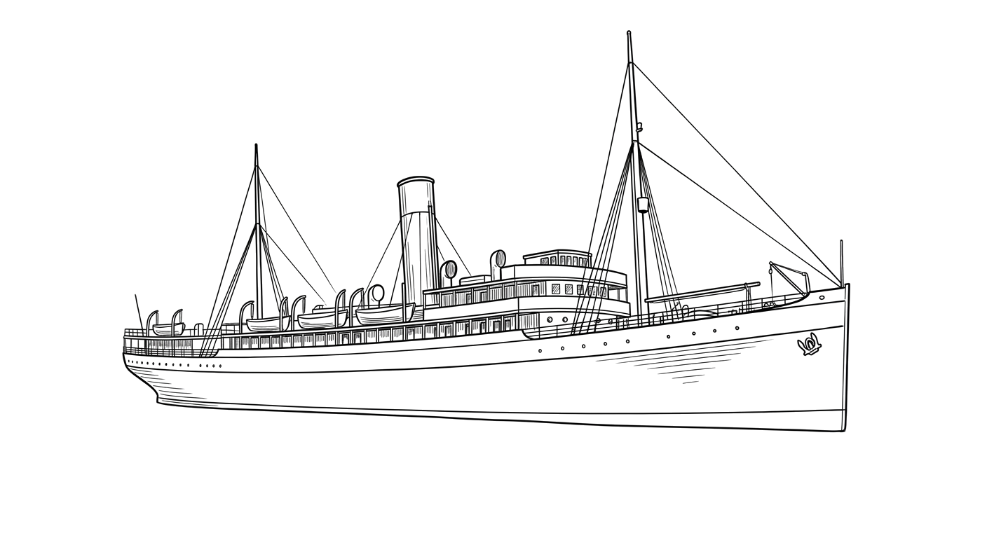 Engraved line drawing of the SS Carolina
